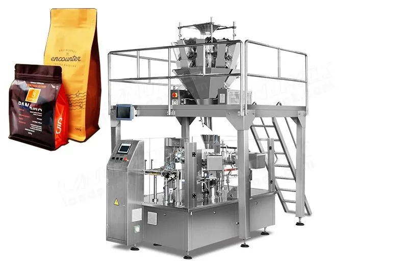 Empaquetadora rotatoria de los granos de café/de los bocados para la bolsa prefabricada