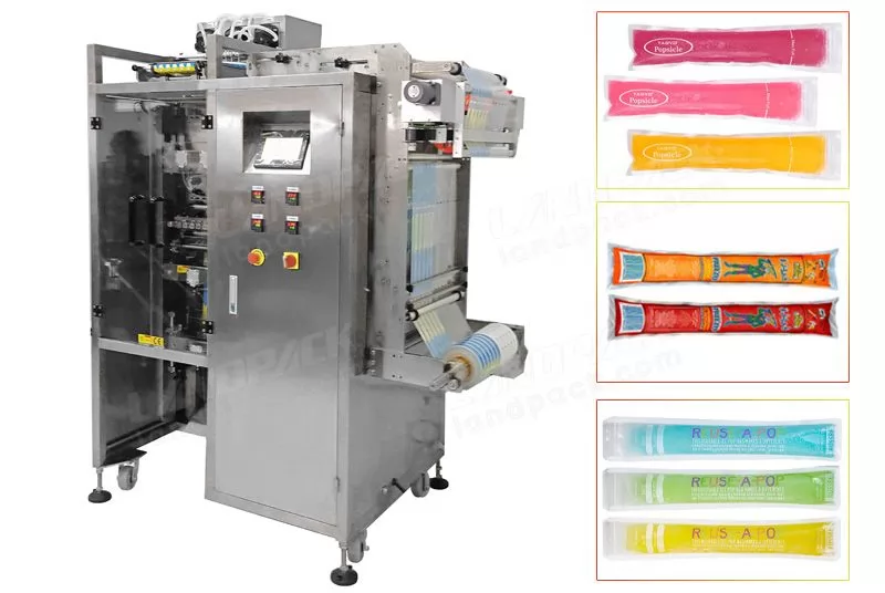 Máquina empacadora de líquidos de tiras largas con sellado lateral de múltiples pistas para helados, jugos, etc.