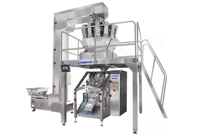 Máquina de sellado, llenado y formado vertical de tipo inclinado para embalaje de productos más pesados
