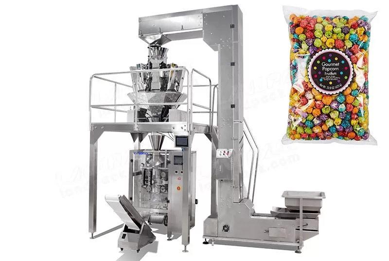 Máquina envasadora y pesadora de palomitas de maíz completamente automática