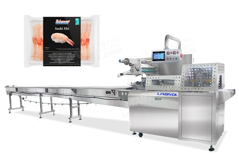 Máquina automática de envasado flow wrap para congelados, carne, pescado, marisco, etc