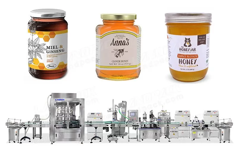 Automatic Honey Bottle  Piston Filling Capping Machine Line