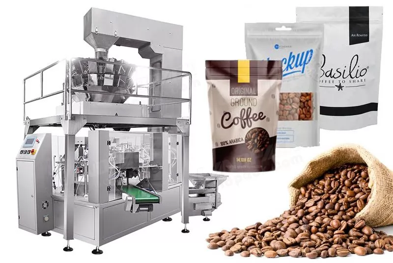 Máquina automática de llenado y sellado de granos de café con bolsa de pie