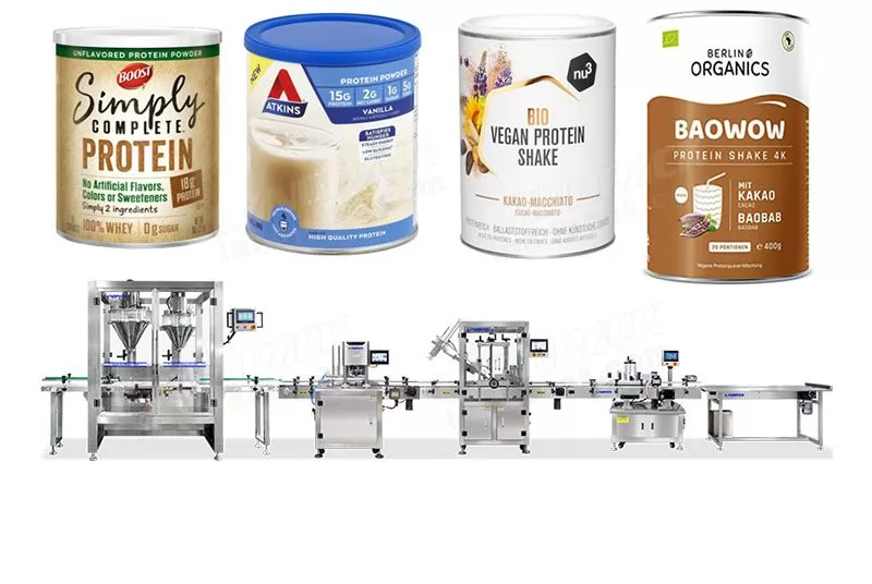 Automatic Protein Powder Canister Filling Seaming Labeling Lines