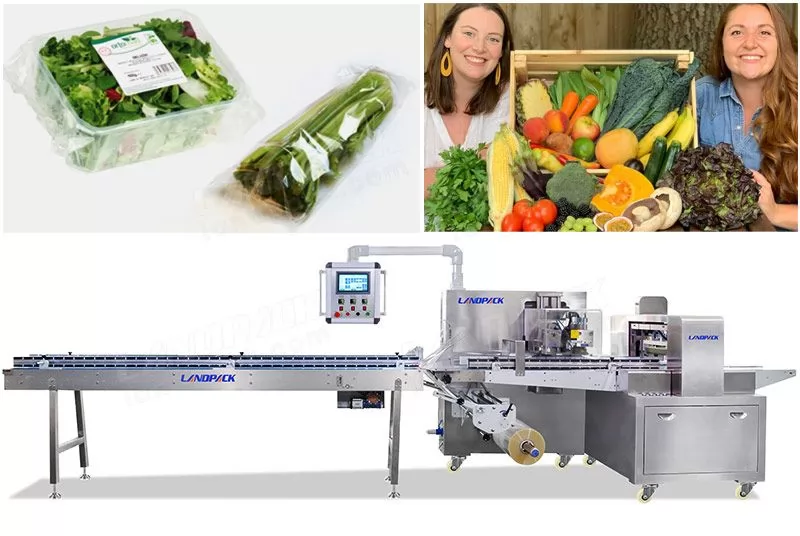 Máquina de envasado de flujo de almohada de verduras y frutas frescas