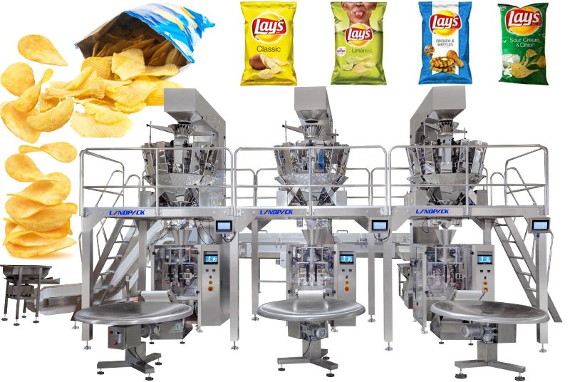 Línea automática de envasado y pesaje vertical de chips de patatas/ palomitas de maíz/ patatas fritas
