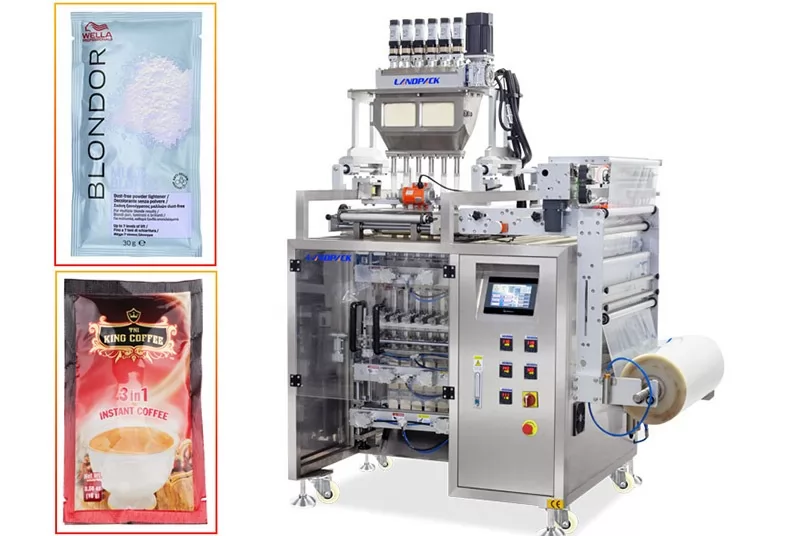 Máquina empacadora de bolsitas con sellado 4 lateral de polvo de múltiples pistas