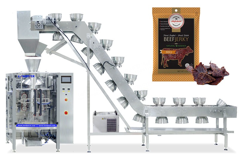 Automatic Beef Jerky Packing Machine With Bowl Inclined Bucket Conveyor