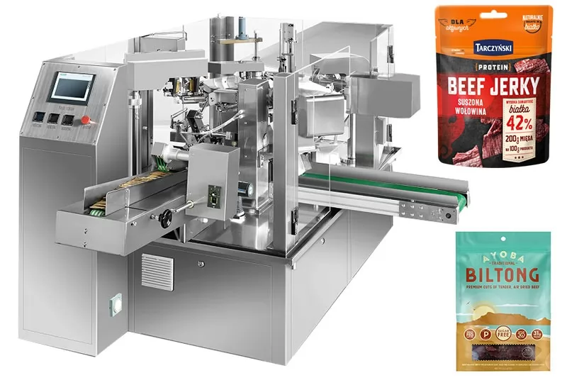 High Speed Beef Jerky Premade Pouch Rotary Packing Machine Supplier