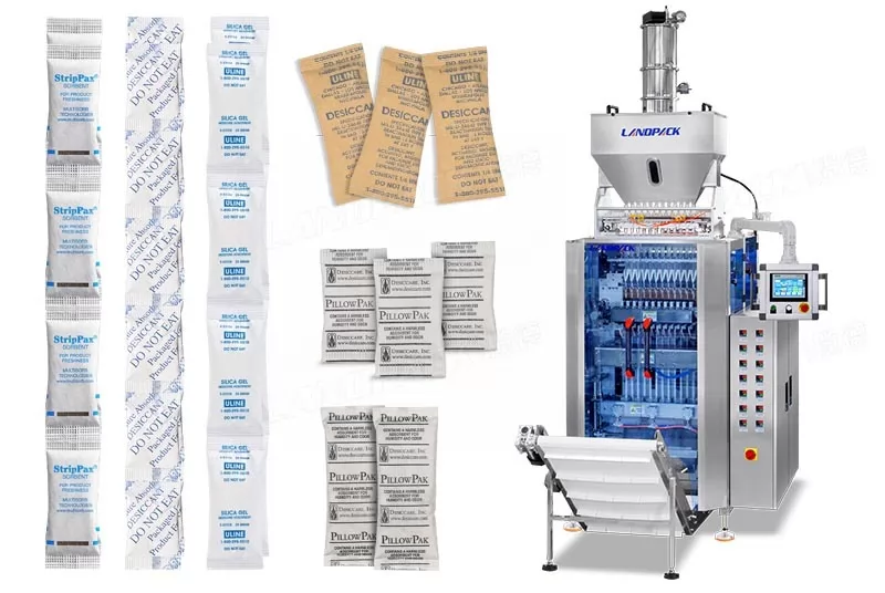 High Speed Multi Track Silica Gel Packing Machine With Vacuum Feeder