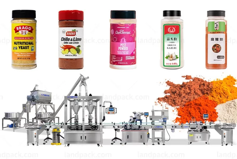 Línea de productos de máquina de llenado de polvo de especias automática multifunción