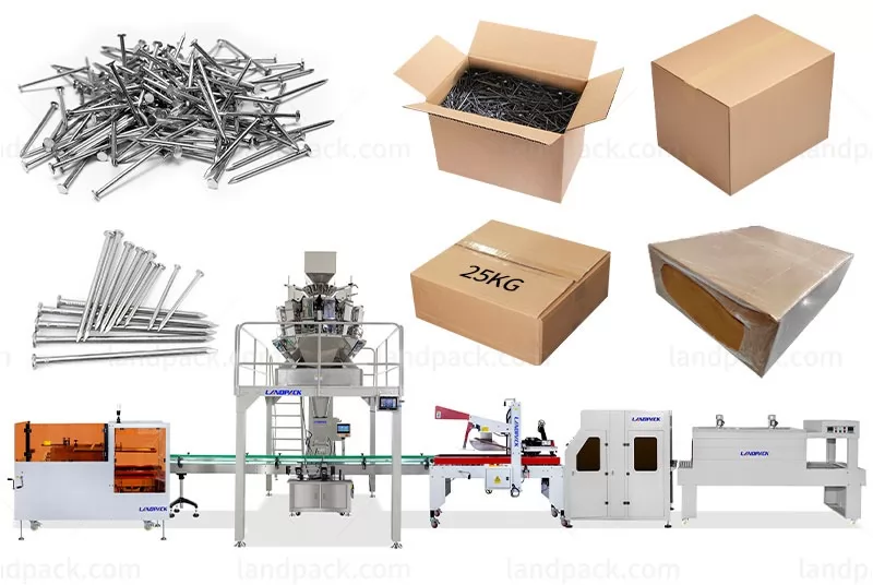 Automatic Large Weight Nail Packing Box Machine Filling Line