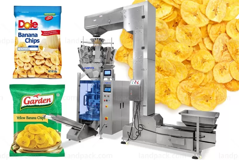 Empaquetadora de chips de plátano de bajo costo con pesadora multicabezal
