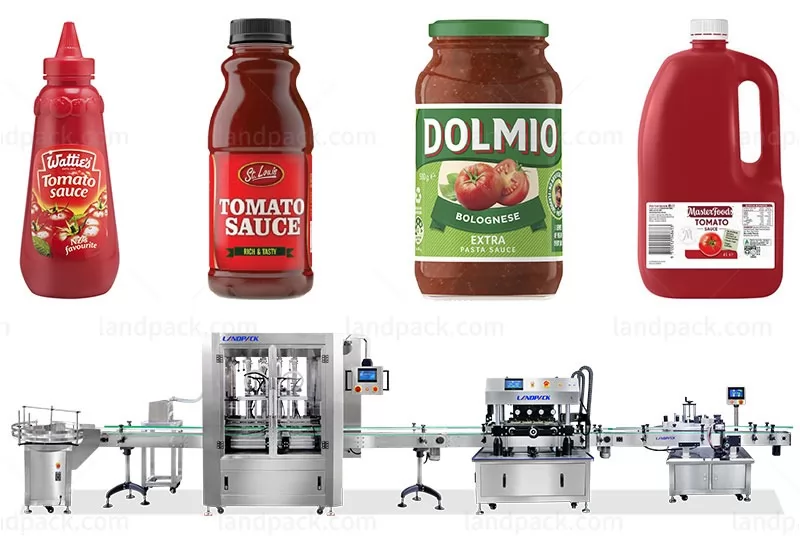 Full Automatic Ketchup Bottle/Jar Filling Capping And Labeling Line
