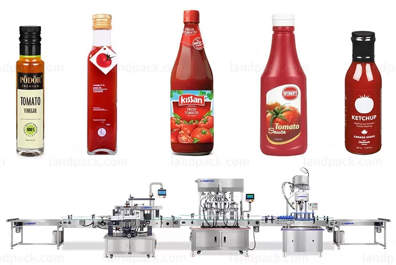 Automatic Tomato Ketchup Bottle Filling Capping Labeling Line