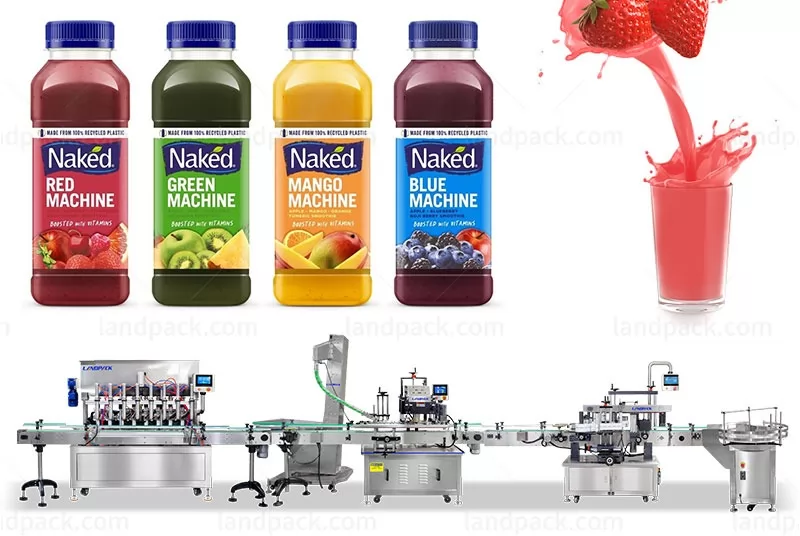 Automatic Juice 8 Heads Piston Pump Bottle Filling Capping And Labeling Line