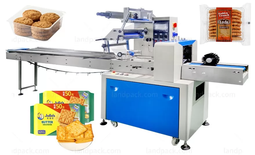 Máquina automática de envoltura de flujo horizontal para proveedor de galletas