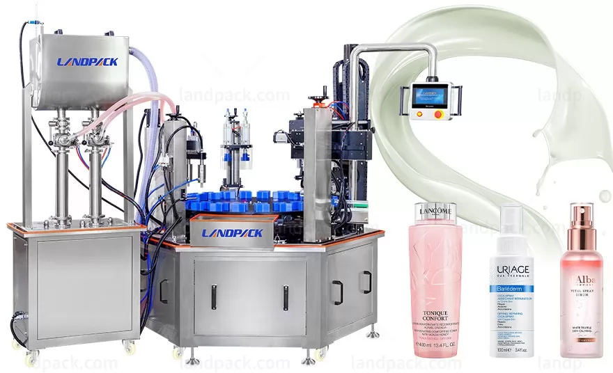 Llenadora automática de agua y loción con configuraciones ajustables y personalizable
