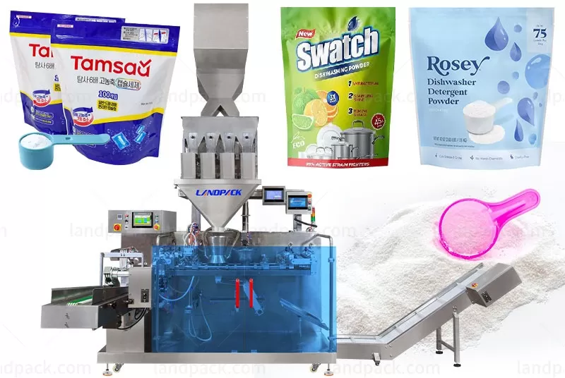 Máquina automática de embalaje y llenado de detergente en polvo para lavavajillas Doypack